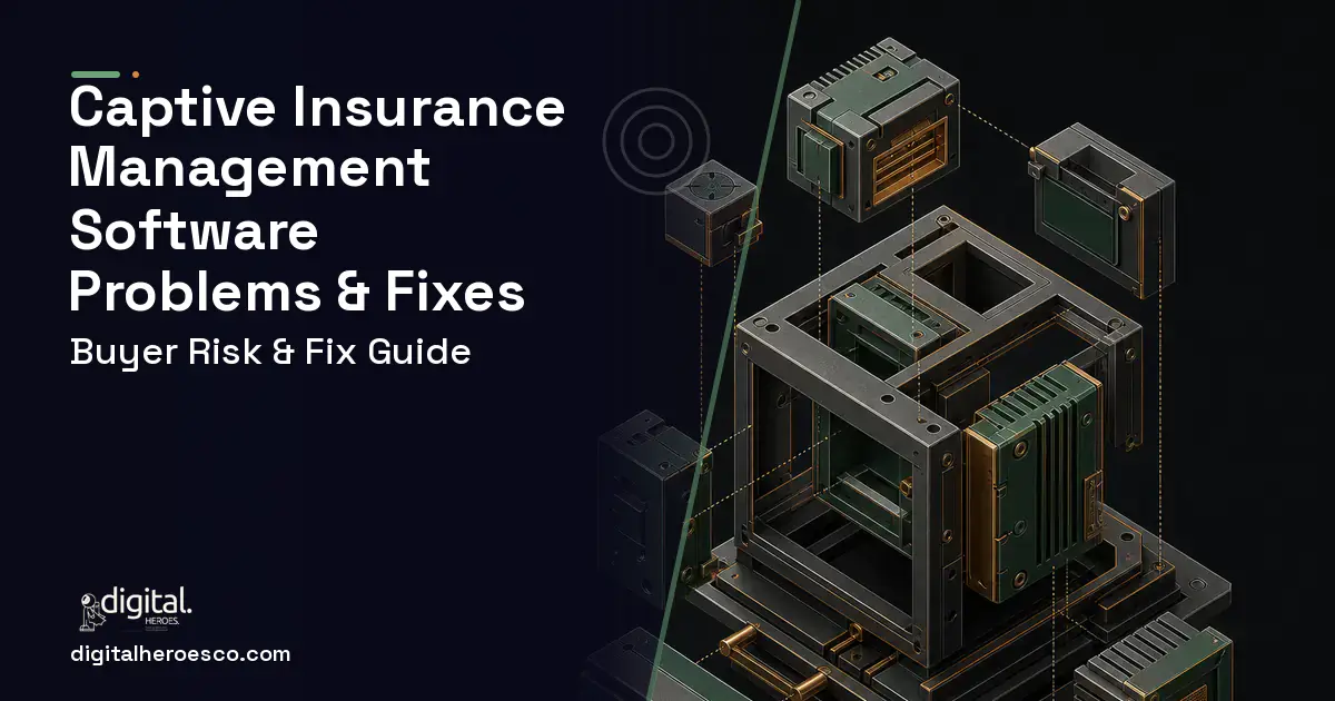 Captive Insurance Management Software software overview illustration showing common problems and fixes.