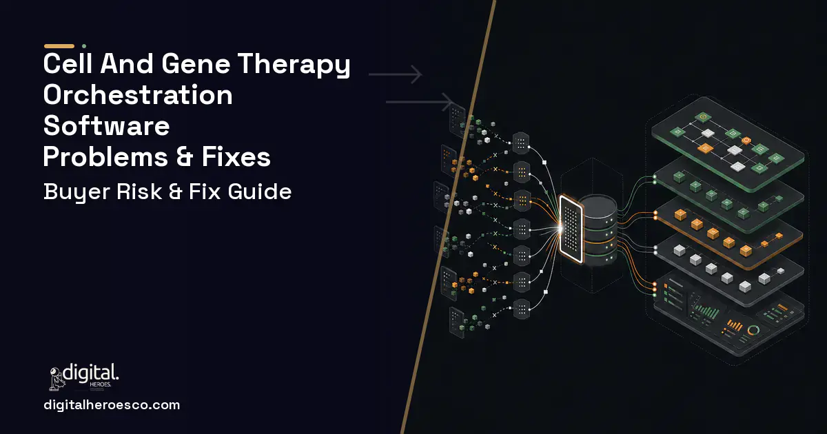 Cell AND Gene Therapy Orchestration Software workflow illustration showing common problems and fixes.