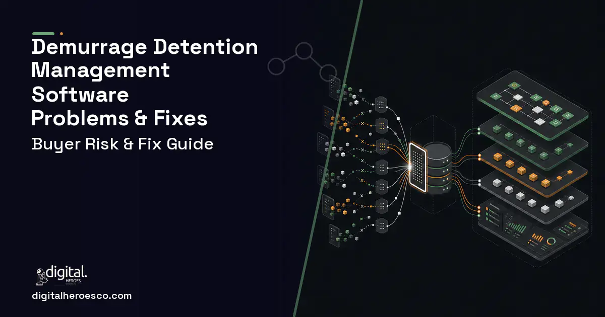 Demurrage Detention Management Software workflow illustration showing common problems and fixes.
