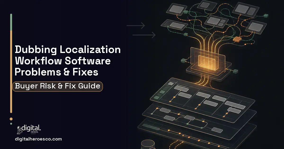 Dubbing Localization Workflow Software workflow illustration showing common problems and fixes.