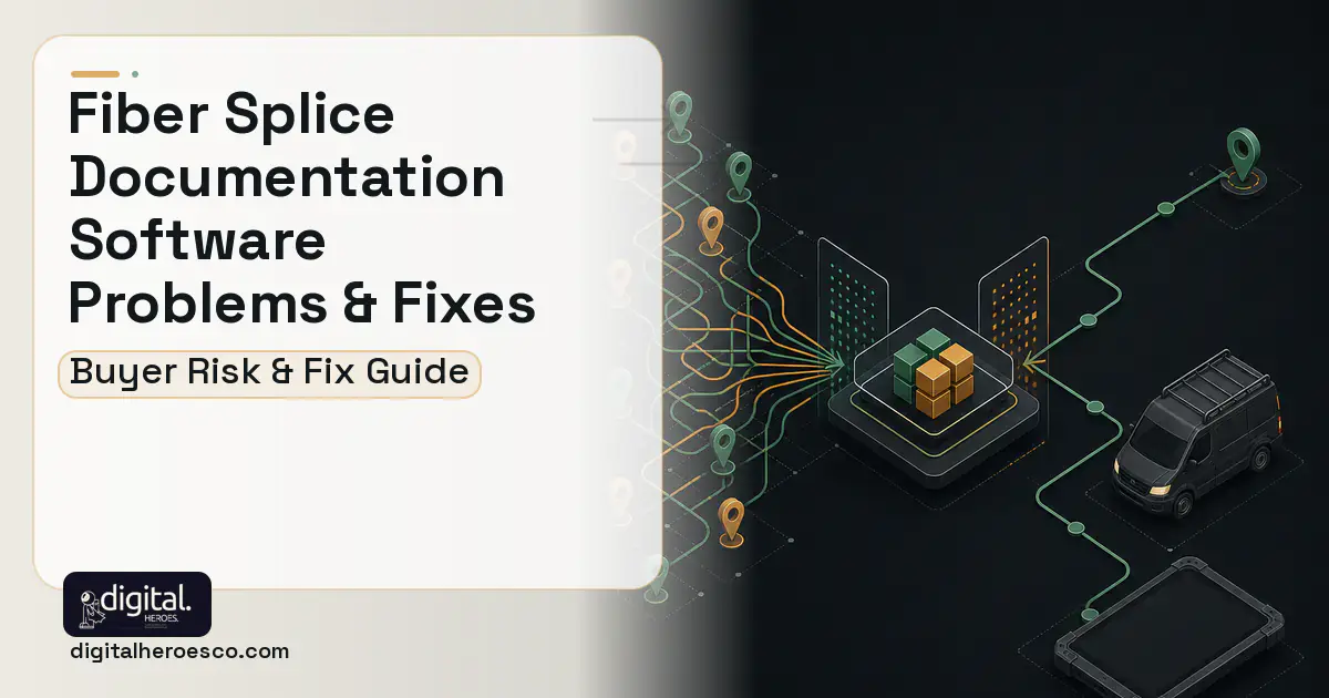 Fiber Splice Documentation Software workflow illustration showing common problems and fixes.