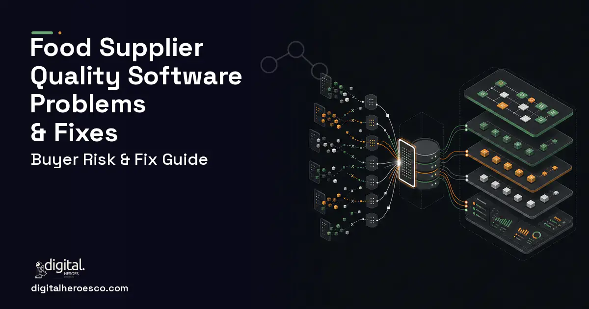 Food Supplier Quality Software workflow illustration showing common problems and fixes.