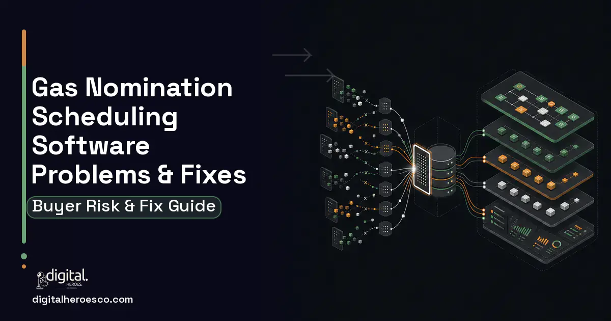GAS Nomination Scheduling Software workflow illustration showing common problems and fixes.