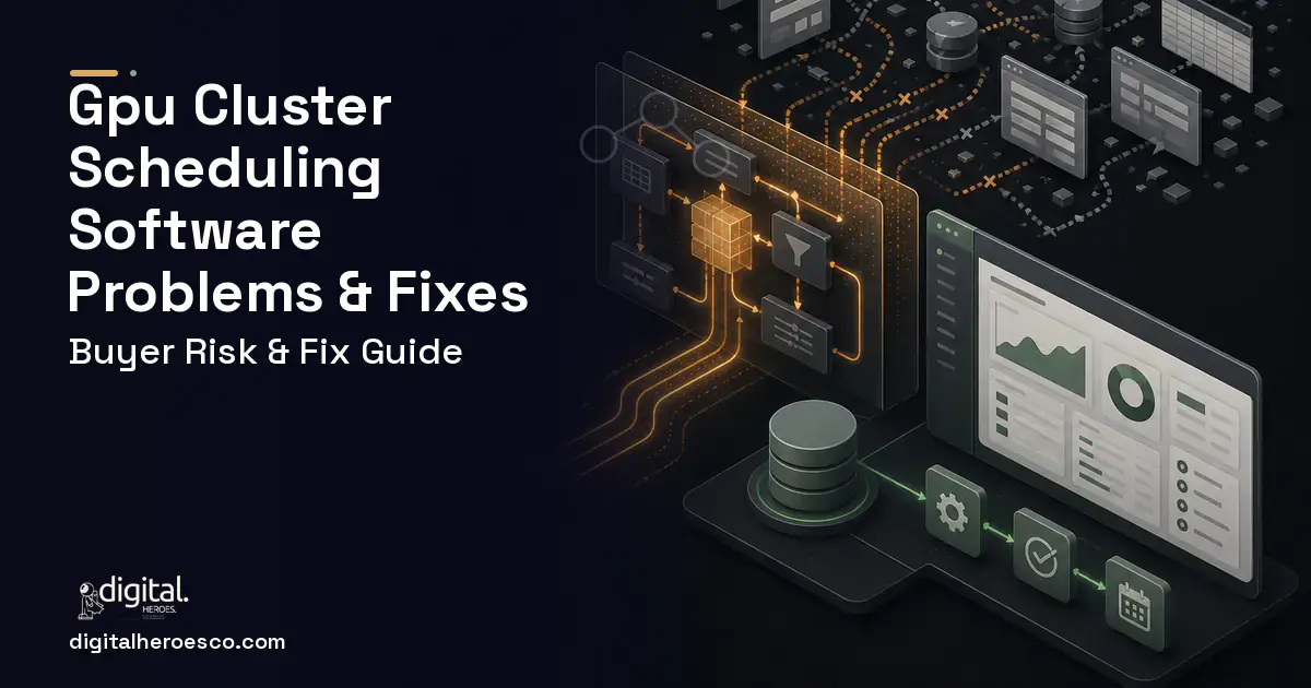 GPU Cluster Scheduling Software workflow illustration showing common problems and fixes.