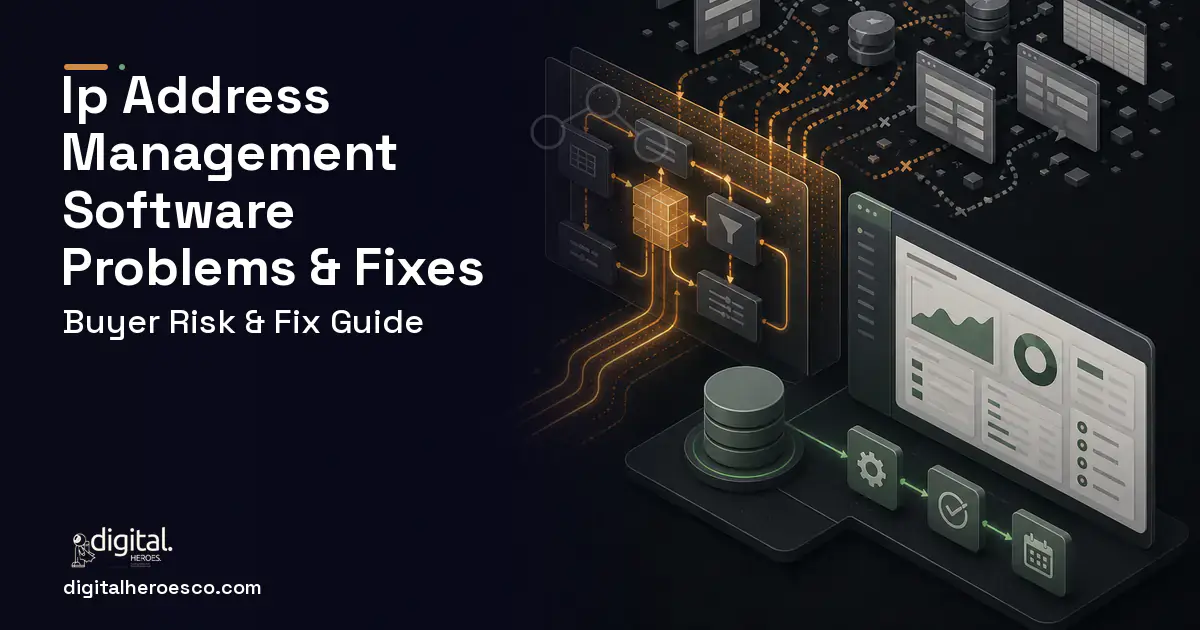 IP Address Management Software workflow illustration showing common problems and fixes.