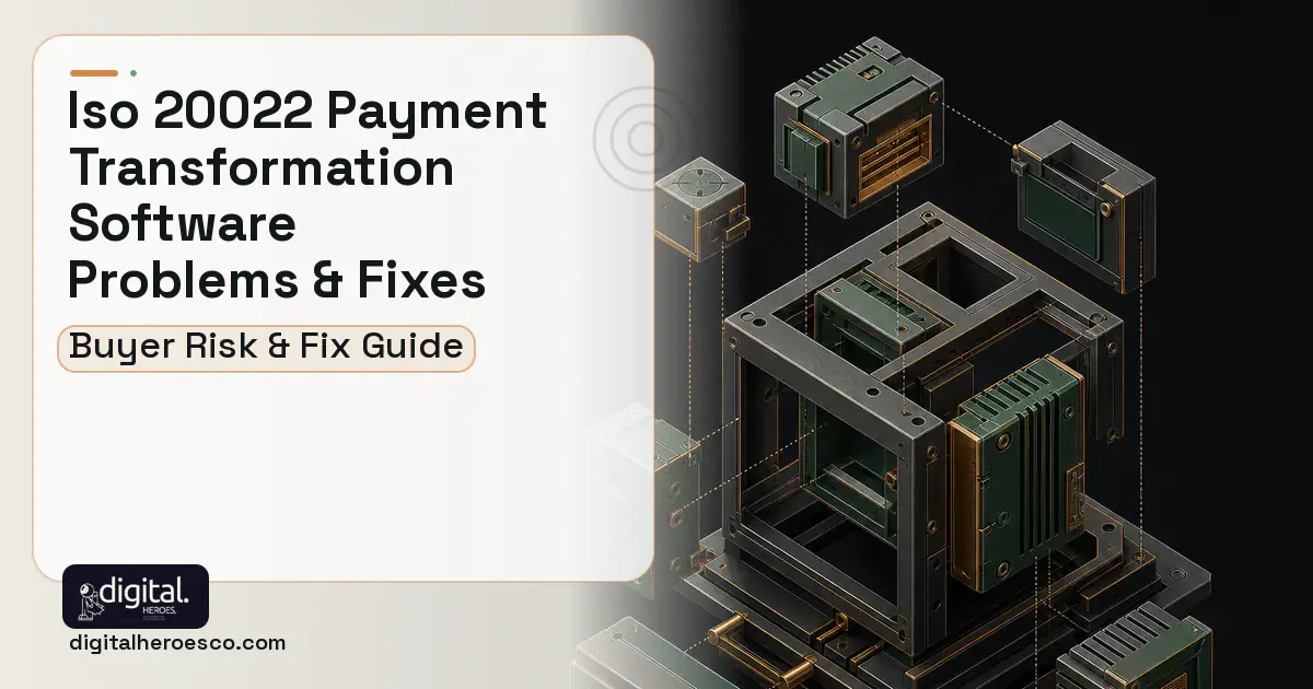 ISO 20022 Payment Transformation Software software overview illustration showing common problems and fixes.