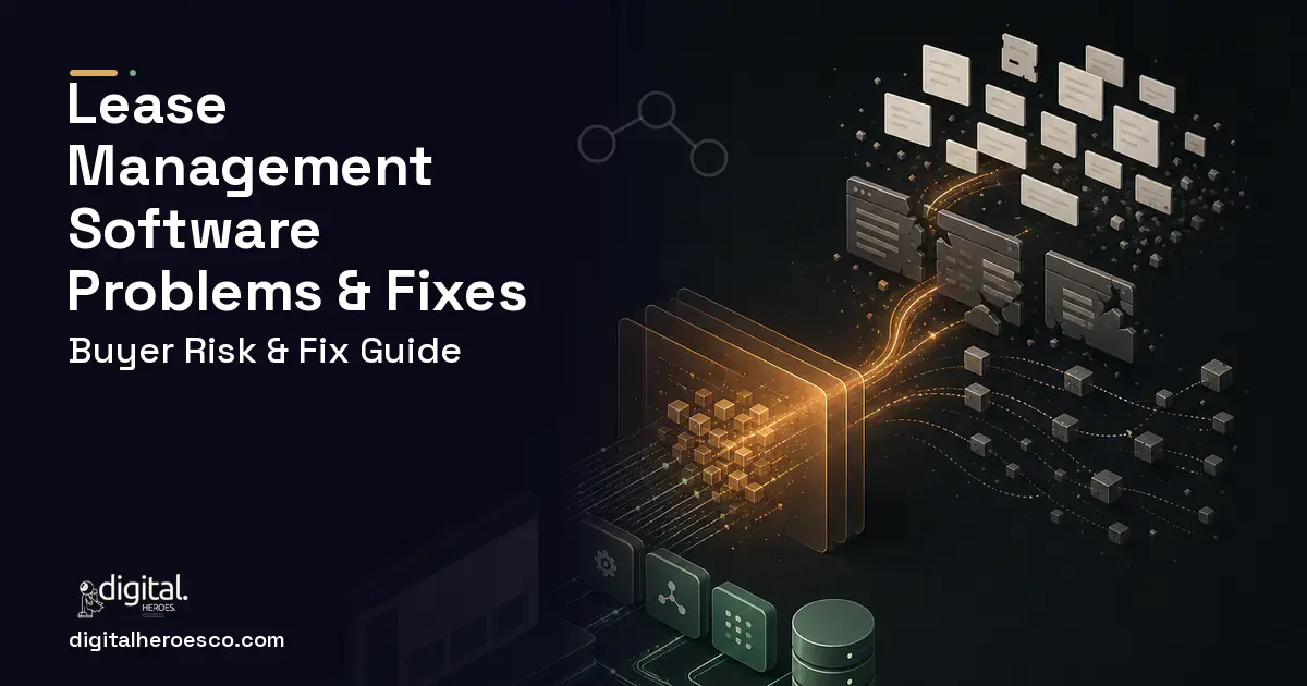 Lease Management Software workflow illustration showing common problems and fixes.