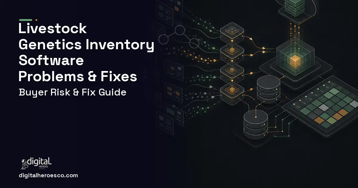 Livestock Genetics Inventory Software workflow illustration showing common problems and fixes.