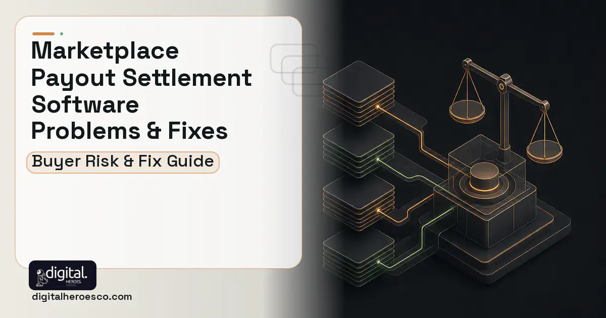 Marketplace Payout Settlement Software software overview illustration showing common problems and fixes.
