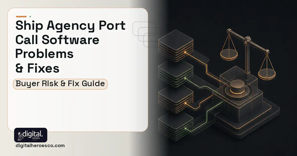 Ship Agency Port Call Software software overview illustration showing common problems and fixes.
