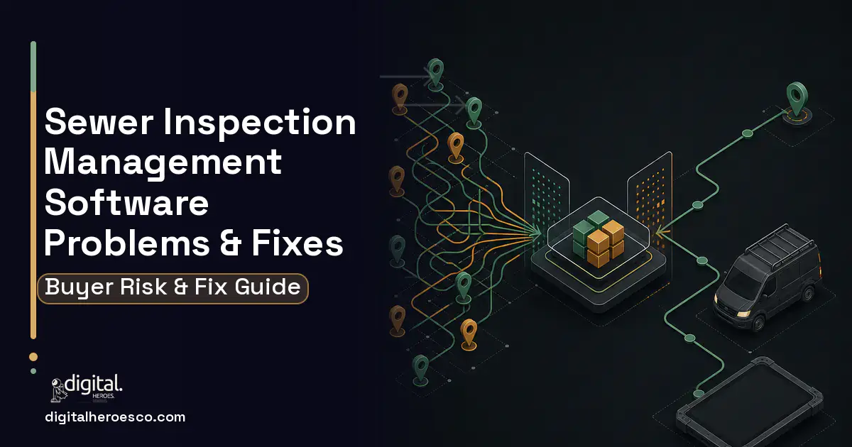 Sewer Inspection Management Software workflow illustration showing common problems and fixes.