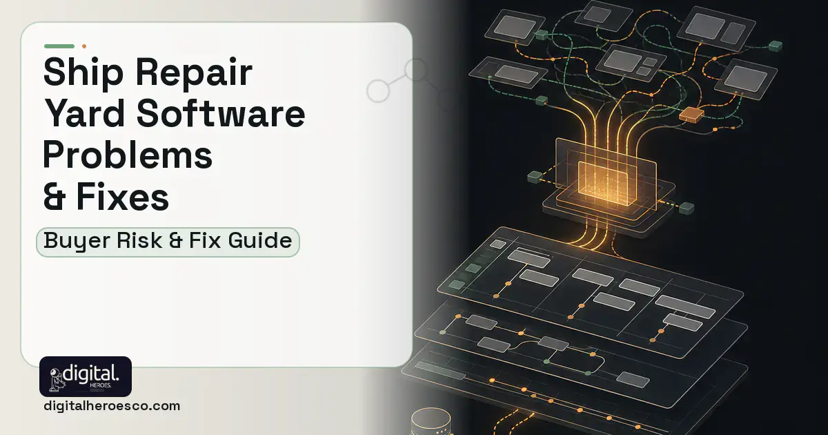 Ship Repair Yard Software workflow illustration showing common problems and fixes.