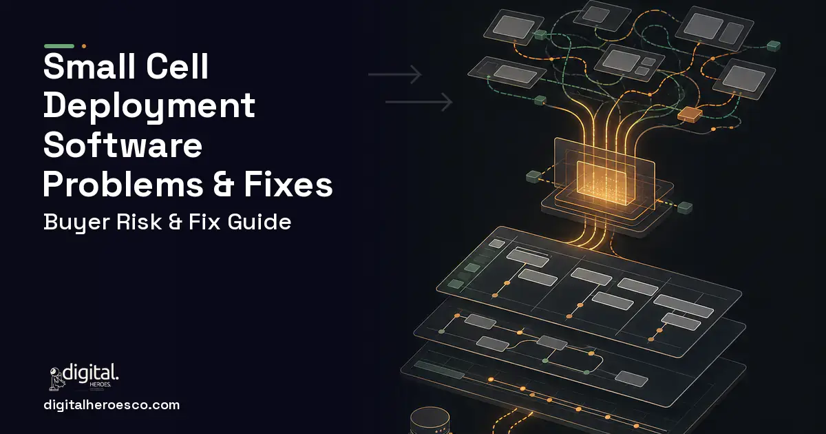 Small Cell Deployment Software workflow illustration showing common problems and fixes.