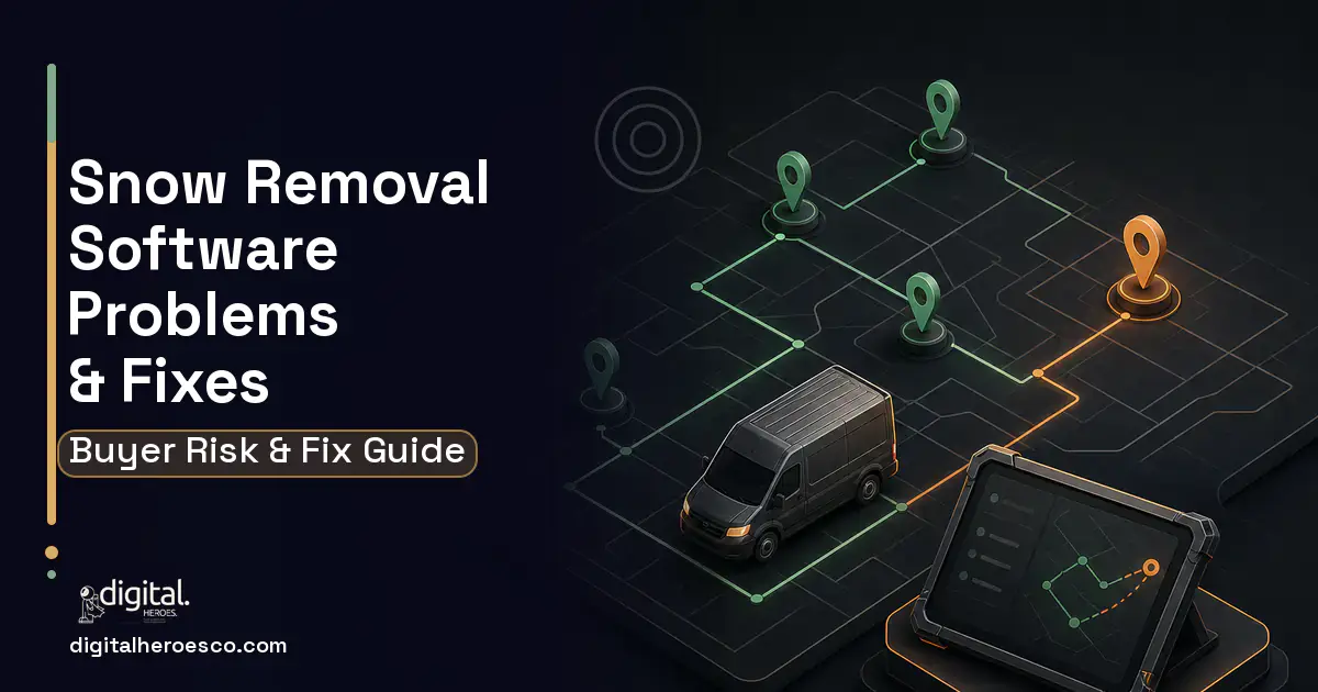Snow Removal Software software overview illustration showing common problems and fixes.