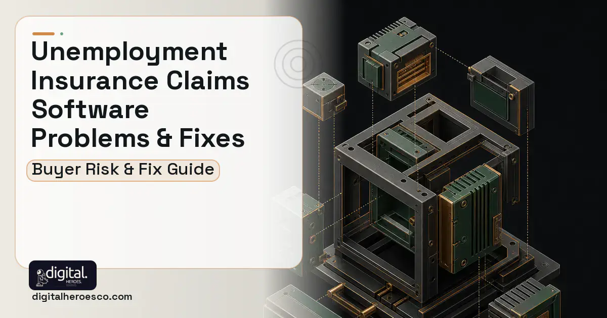Unemployment Insurance Claims Software software overview illustration showing common problems and fixes.