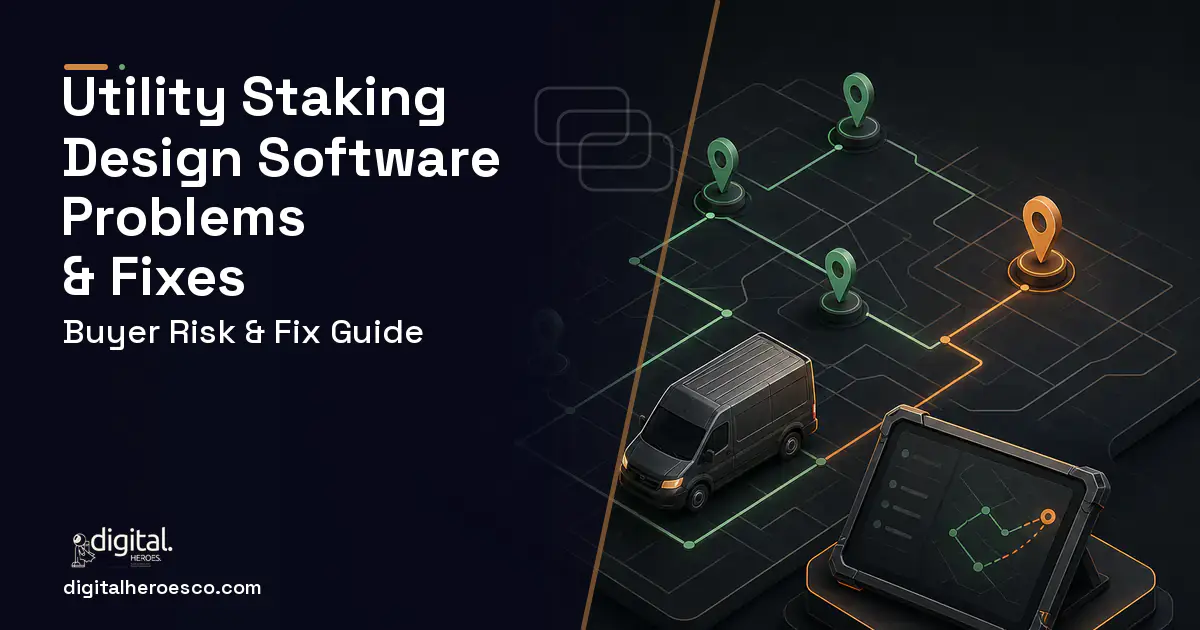 Utility Staking Design Software software overview illustration showing common problems and fixes.