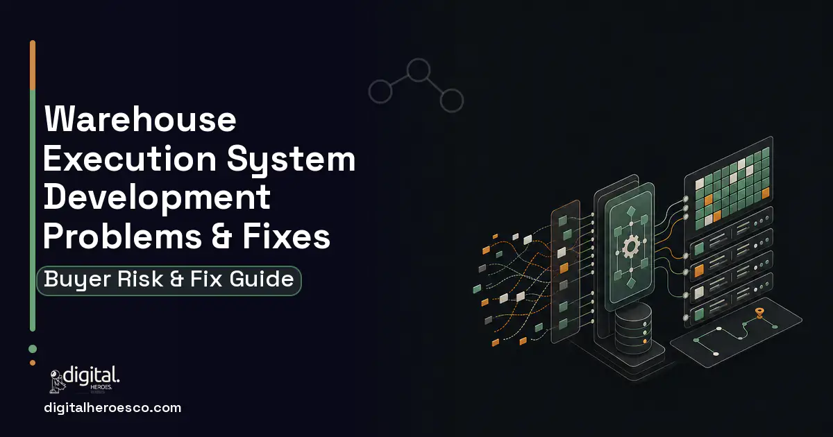 Warehouse Execution System Development workflow illustration showing common problems and fixes.