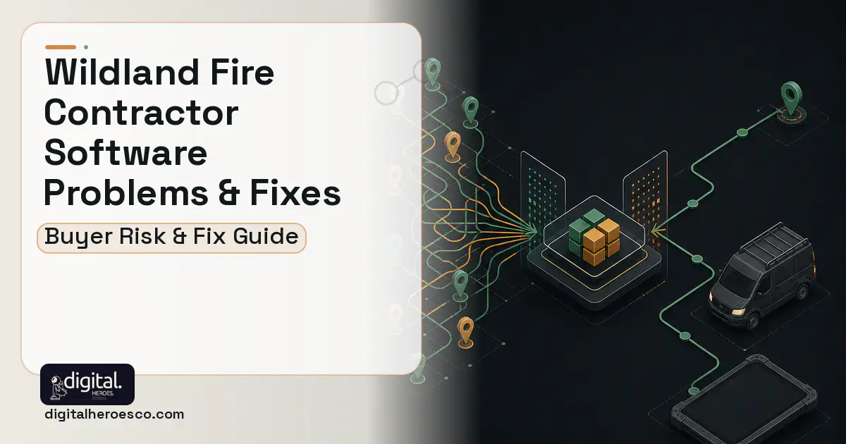 Wildland Fire Contractor Software workflow illustration showing common problems and fixes.