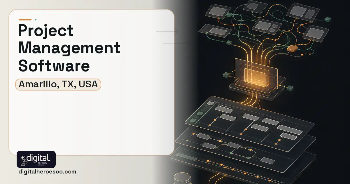 Project Management Software workflow illustration for Amarillo, TX, USA.