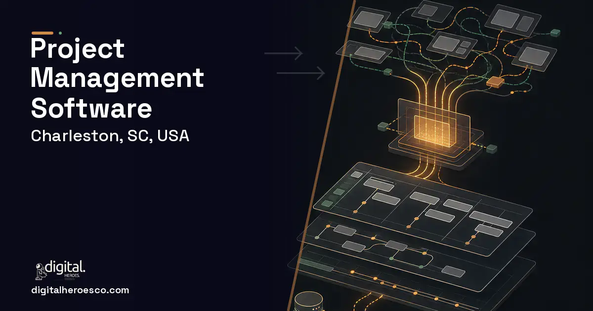 Project Management Software workflow illustration for Charleston, SC, USA.