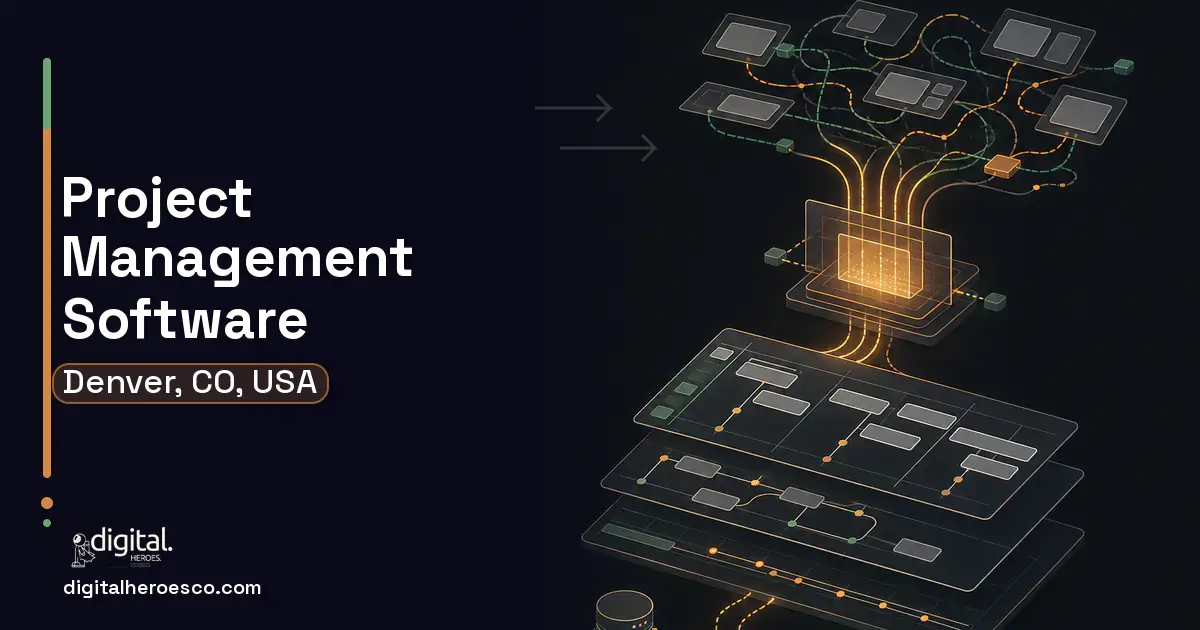 Project Management Software workflow illustration for Denver, CO, USA.