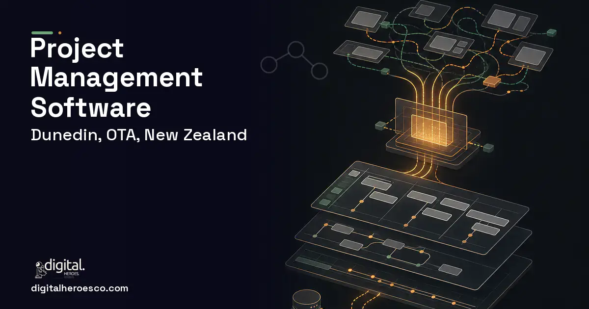 Project Management Software workflow illustration for Dunedin, OTA, New Zealand.