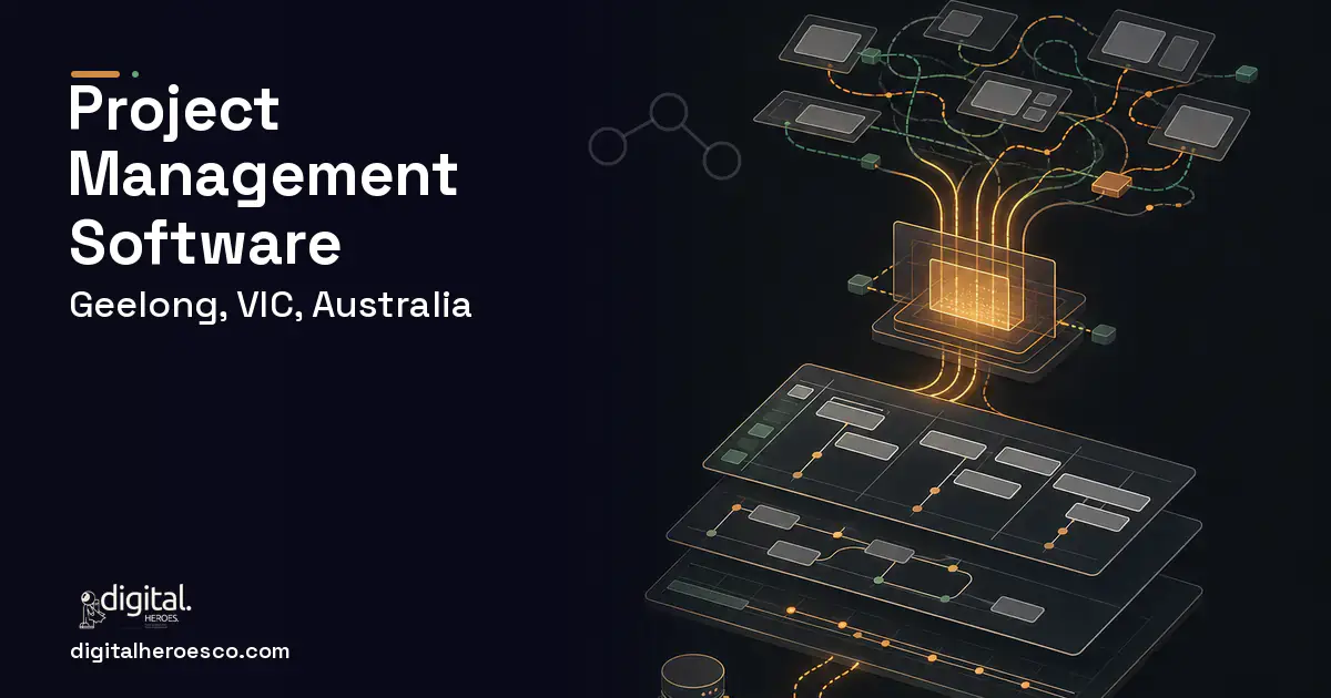 Project Management Software workflow illustration for Geelong, VIC, Australia.