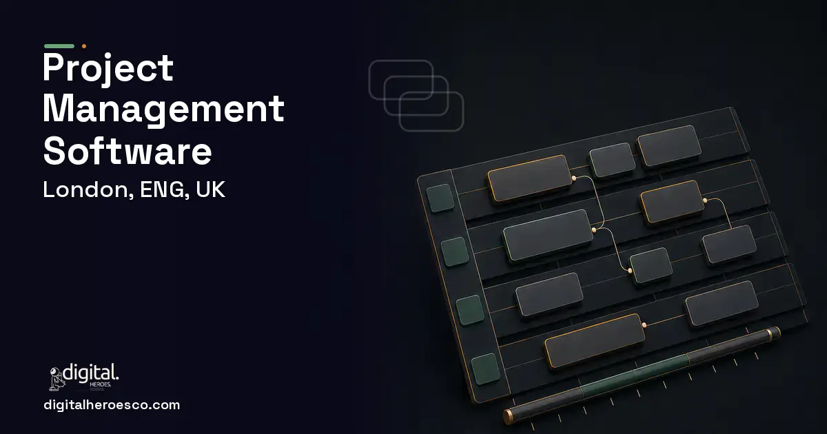 Project Management Software software overview illustration for London, ENG, UK.