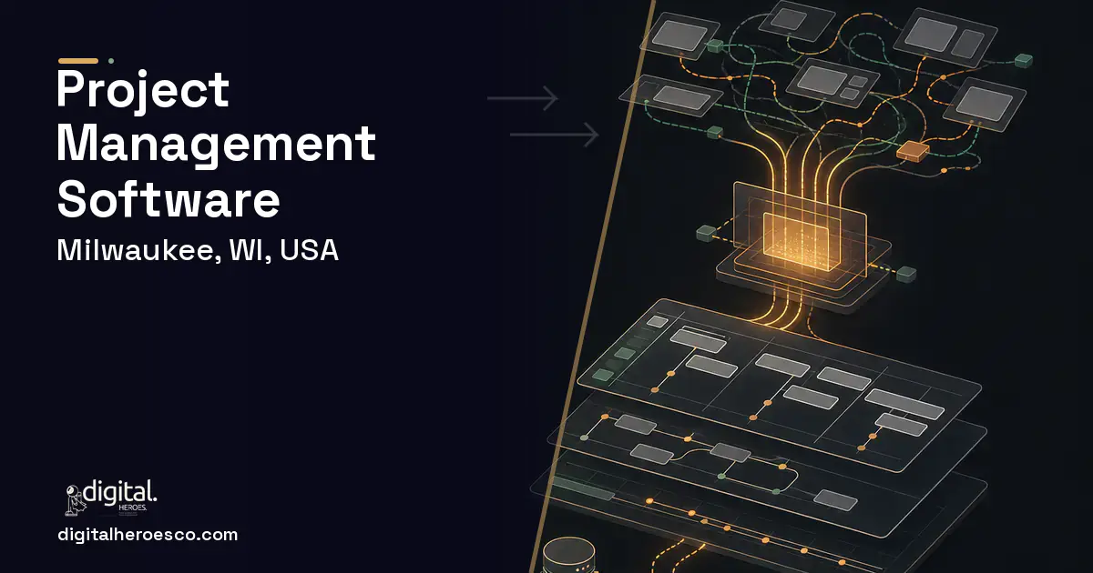 Project Management Software workflow illustration for Milwaukee, WI, USA.