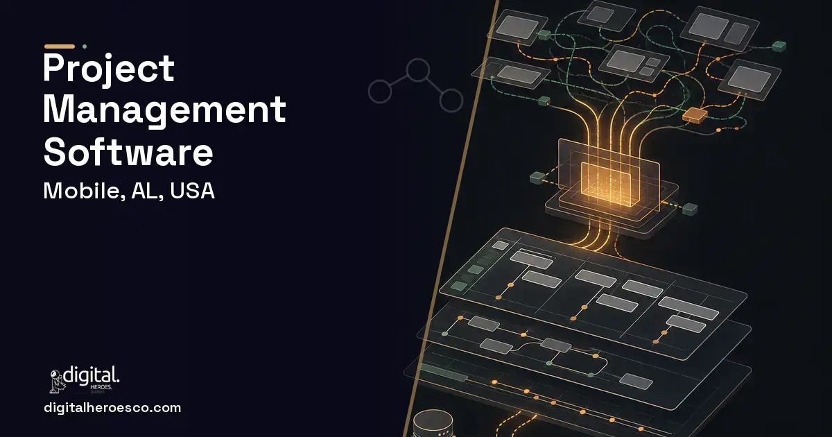 Project Management Software workflow illustration for Mobile, AL, USA.