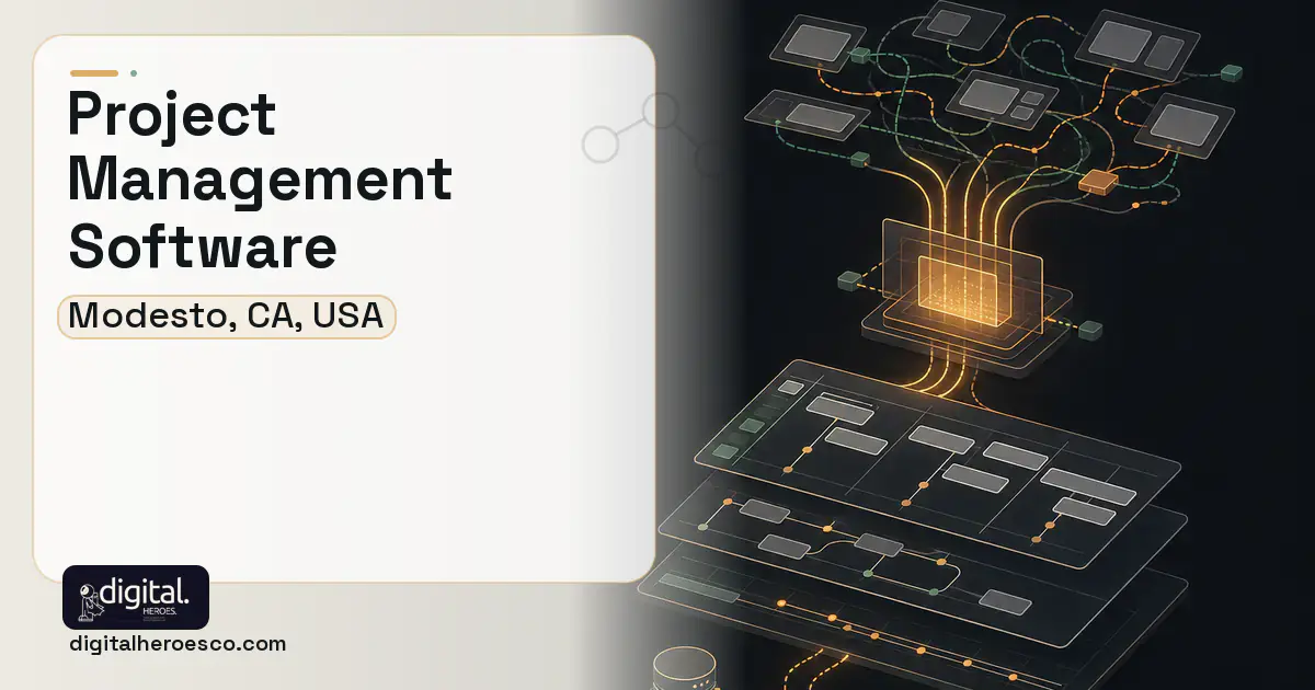 Project Management Software workflow illustration for Modesto, CA, USA.