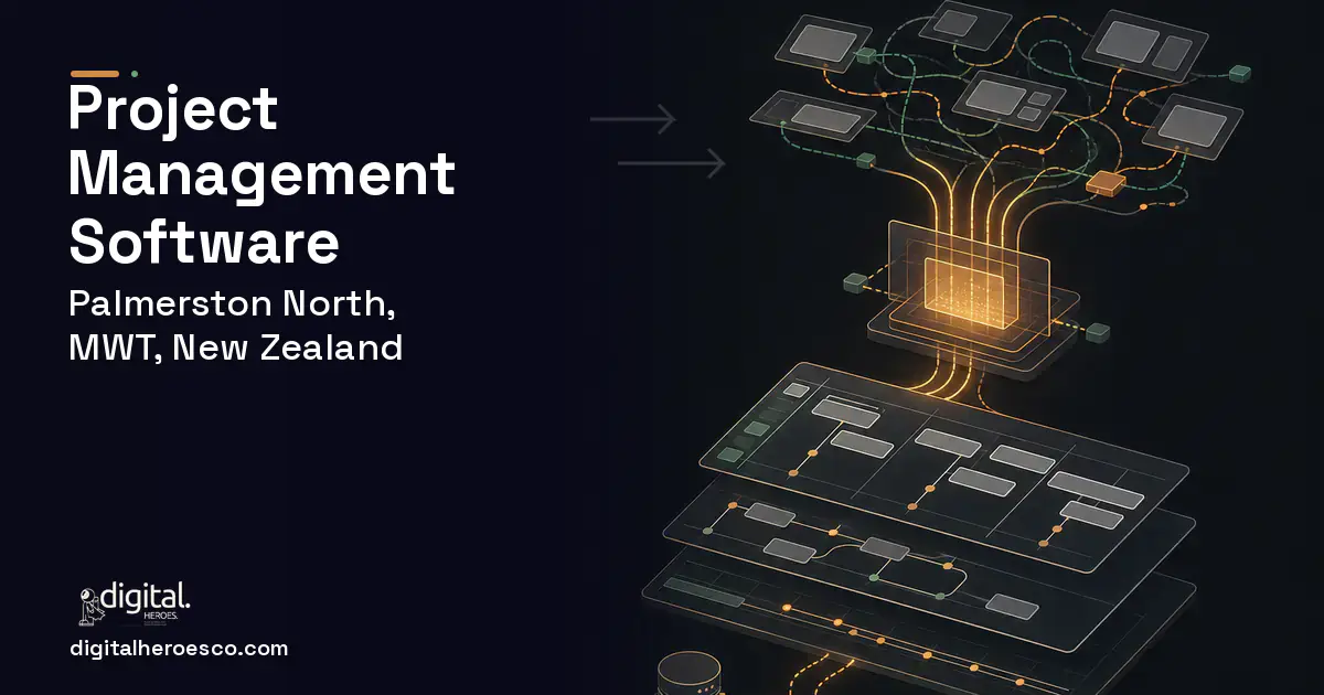 Project Management Software workflow illustration for Palmerston North, MWT, New Zealand.