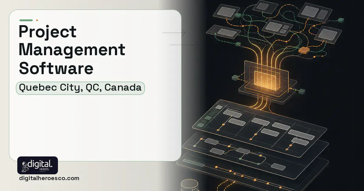 Project Management Software workflow illustration for Quebec City, QC, Canada.