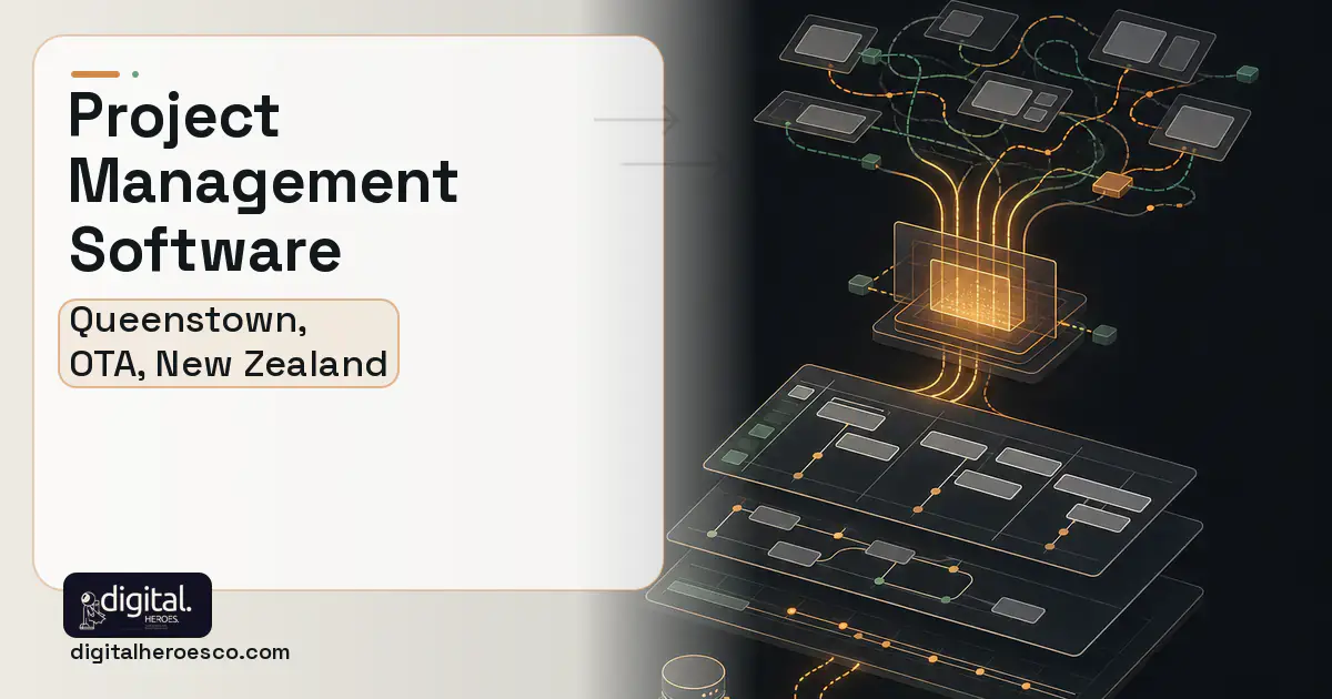 Project Management Software workflow illustration for Queenstown, OTA, New Zealand.