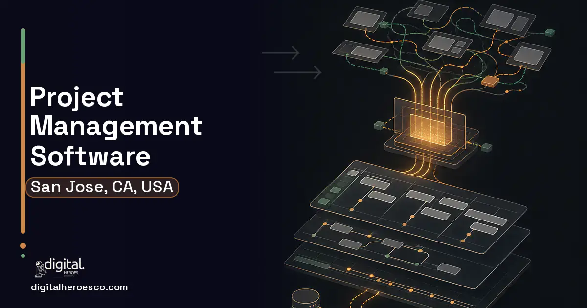 Project Management Software workflow illustration for San Jose, CA, USA.