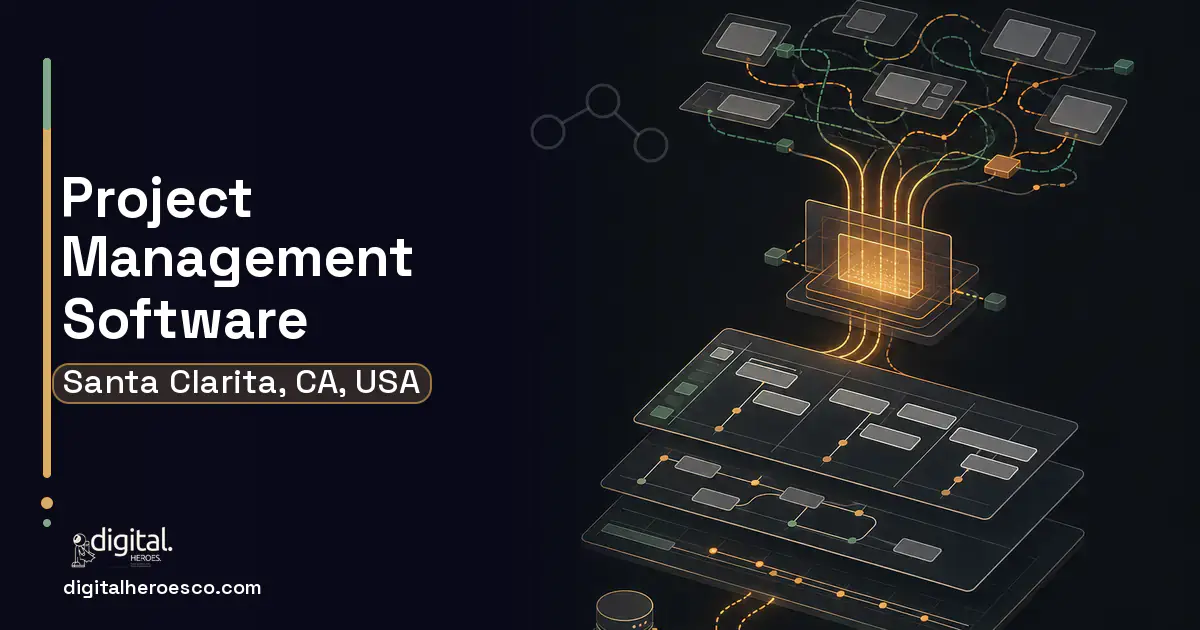 Project Management Software workflow illustration for Santa Clarita, CA, USA.