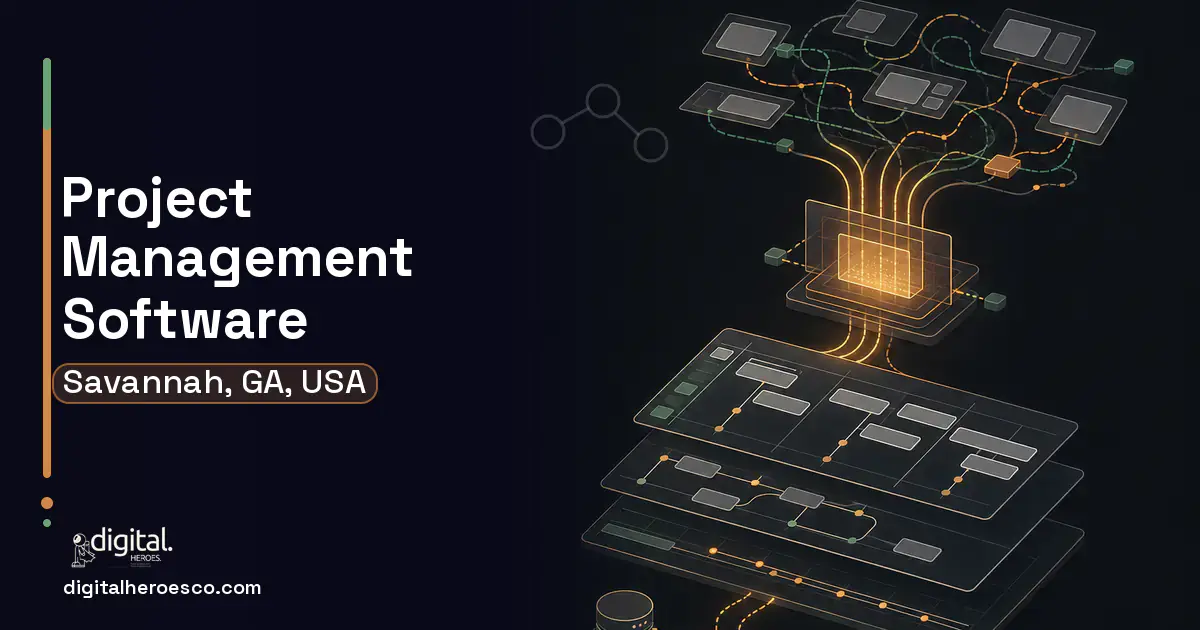 Project Management Software workflow illustration for Savannah, GA, USA.