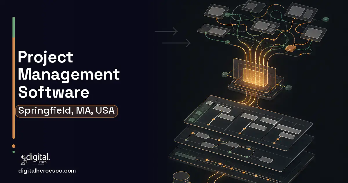 Project Management Software workflow illustration for Springfield, MA, USA.