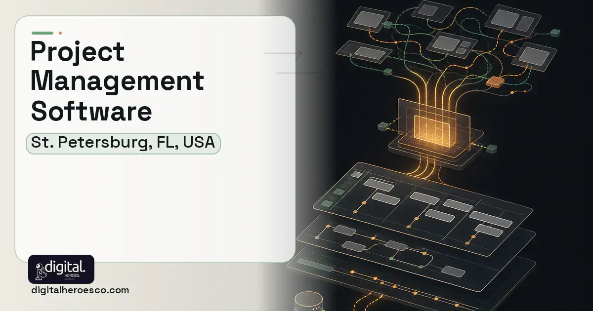 Project Management Software workflow illustration for St. Petersburg, FL, USA.