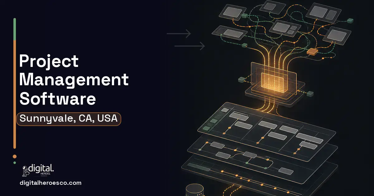 Project Management Software workflow illustration for Sunnyvale, CA, USA.
