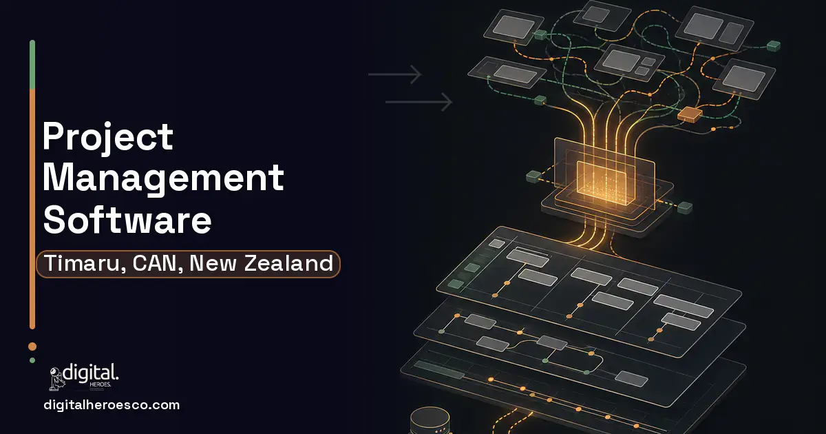 Project Management Software workflow illustration for Timaru, CAN, New Zealand.