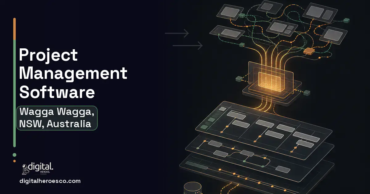 Project Management Software workflow illustration for Wagga Wagga, NSW, Australia.