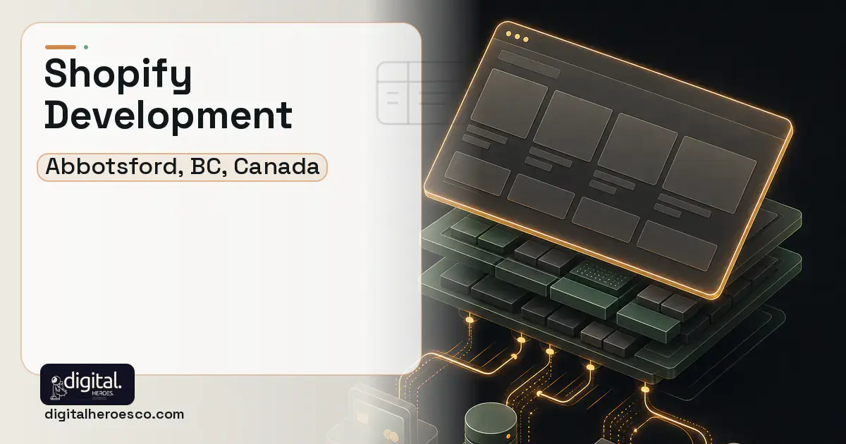 Shopify Development product interface illustration for Abbotsford, BC, Canada.