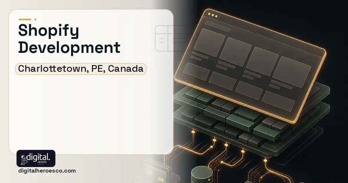 Shopify Development product interface illustration for Charlottetown, PE, Canada.