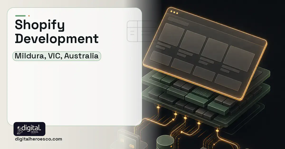 Shopify Development product interface illustration for Mildura, VIC, Australia.