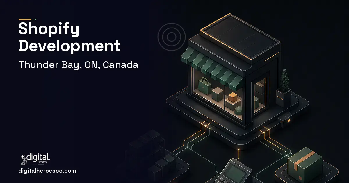 Shopify Development software overview illustration for Thunder Bay, ON, Canada.