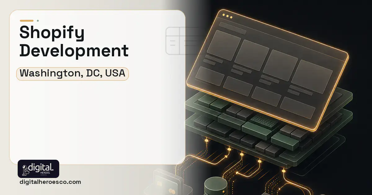 Shopify Development product interface illustration for Washington, DC, USA.