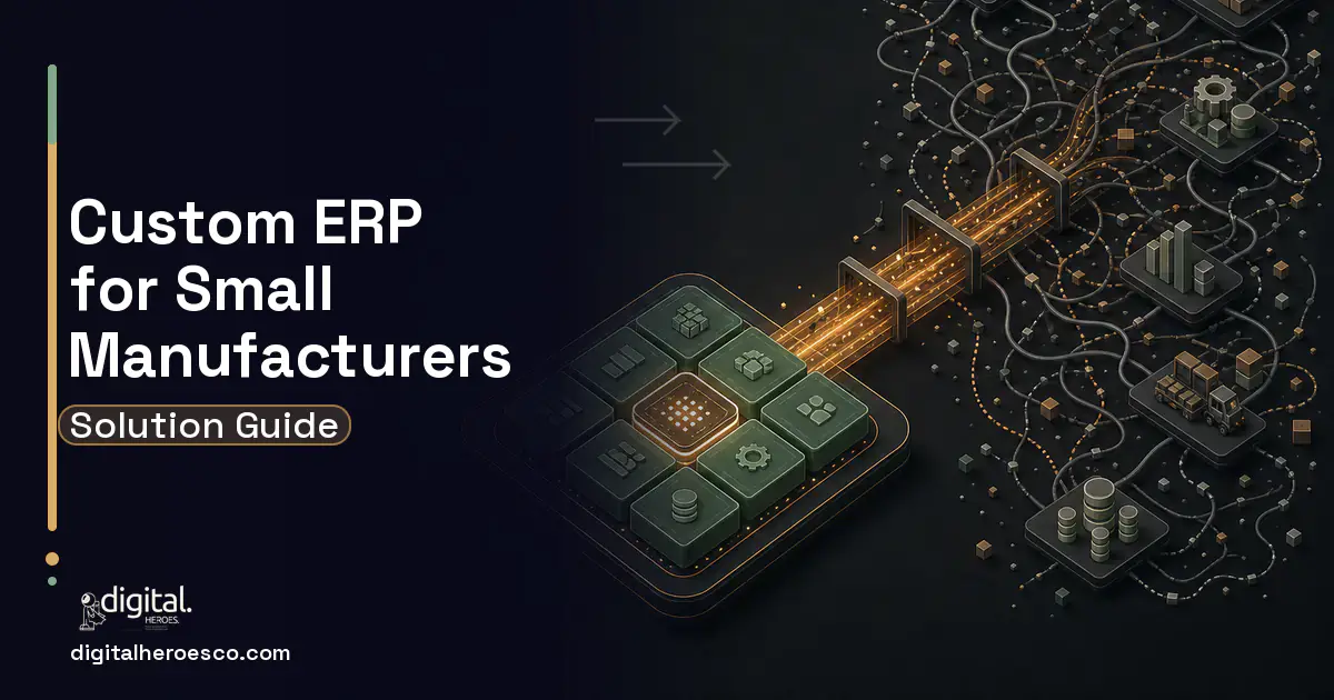 ERP Development workflow illustration for Custom ERP for Small Manufacturers.
