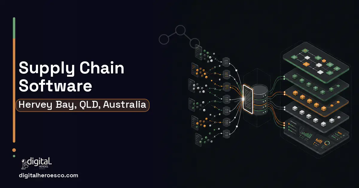Supply Chain Software workflow illustration for Hervey Bay, QLD, Australia.