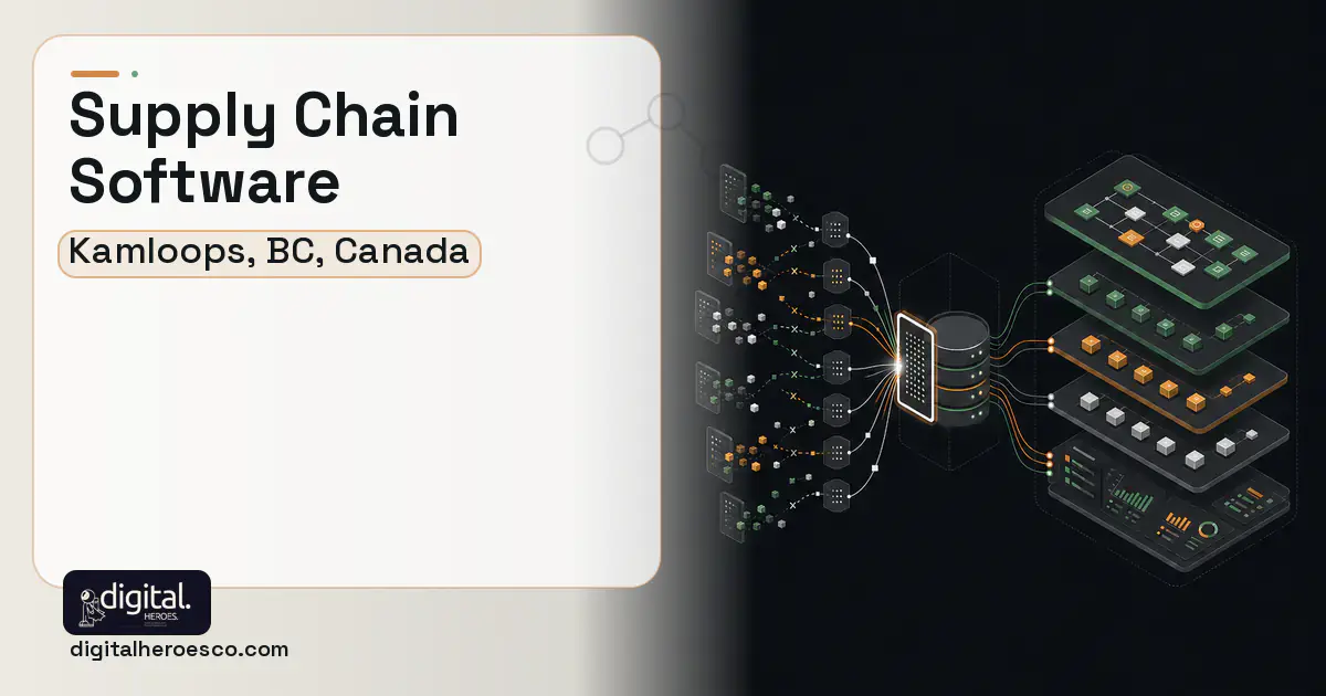Supply Chain Software workflow illustration for Kamloops, BC, Canada.